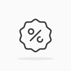 Discount icon in line style. Editable stroke.