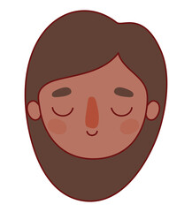 Head woman cartoon with brown hair vector design