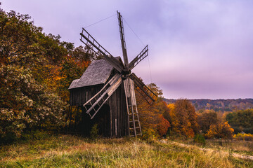 old windmill in the autumn