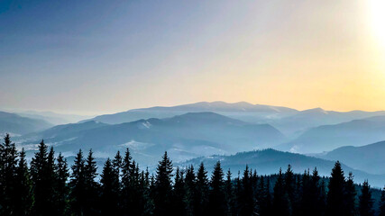 sunset in Carpathians mountains