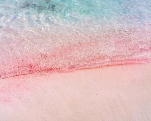 Foto op Plexiglas Elafonissi Strand, Kreta, Griekenland Pink sand with the turquoise waters of the Mediterranean Sea, seen at Balos Beach, Crete, Greece.