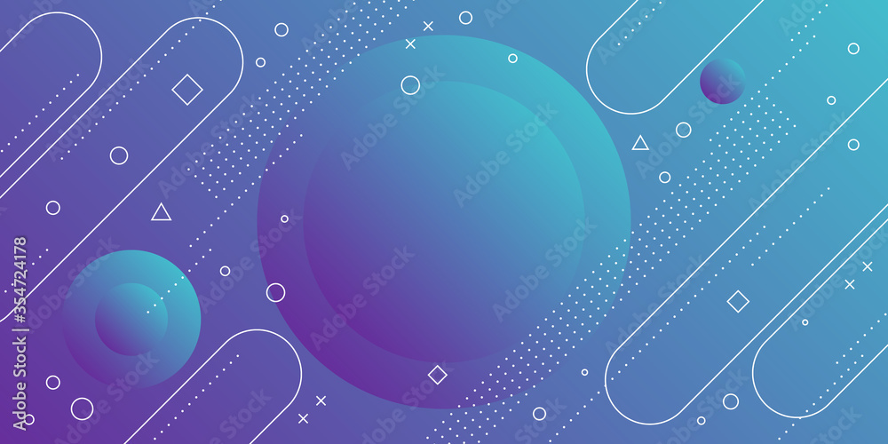 Sticker modern abstract background with memphis elements in dark blue gradients and retro themed for posters