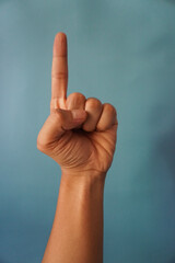 left hand pointing towards the top or symbol number one