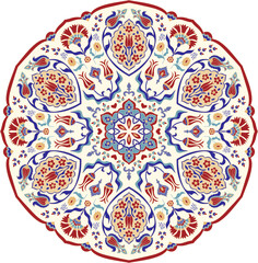 Mandala flower decoration, oriental pattern, isolated design element. Zentangle style decor for coloring book page. Tribal ethnic floral mandala round ornament, doodle art. Vector geometric background