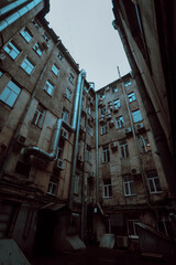 Fototapeta na wymiar Urban view from one of the yards of Saint Petersburg, Russia.
