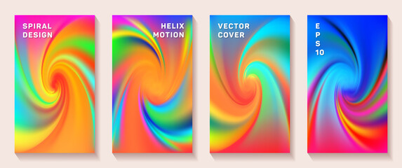 Gradient spiral rotation cover page templates set.