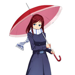 Cute anime girl with umbrella