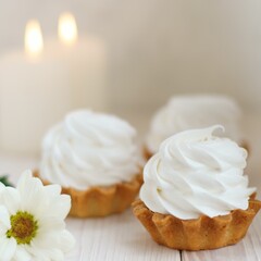 sweet cakes with icing sugar