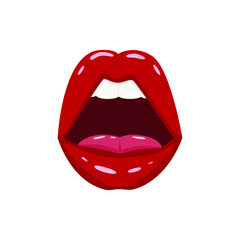 Red woman halfopen lips. Vector illustration.