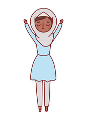 Muslim woman cartoon with traditional cloth vector design