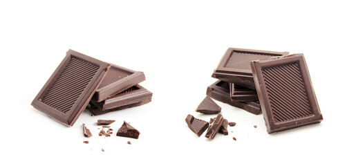 Chocolate bars stack isolated on white background