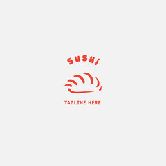 Sushi logo template. Japanese traditional cuisine, tasty food icon. asian sushi bar vector logo