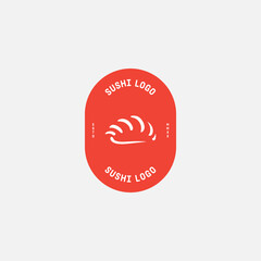 Sushi logo template. Japanese traditional cuisine, tasty food icon. asian sushi bar vector logo