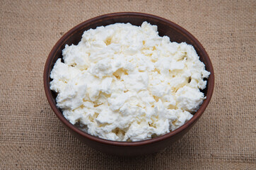 Cottage cheese in the bowl