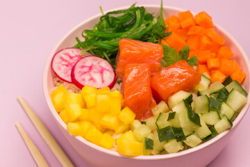 Poke traditional Hawaiian raw red fish salad