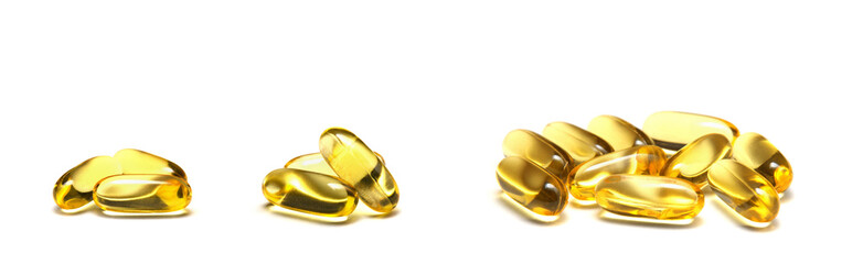 fish oil capsules Isolated on white background