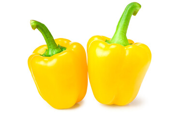 yellow sweet bell peppers isolated on white background