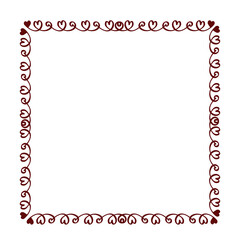 Love ornament. Wedding hearts ornamental, decorative heart border and inlove frame design ornament vector element