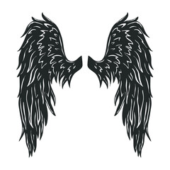 Fototapeta premium Angel's wings isolated on white. Vector illustration.