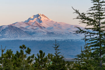 view of Erciyes mountain covered with snow