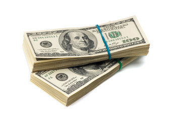 American dollars on white background