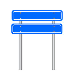 Blue traffic sign. Road board text panel, mockup signage direction highway city signpost location street arrow way vector