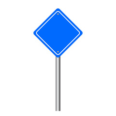Blue traffic sign. Road board text panel, mockup signage direction highway city signpost location street arrow way vector