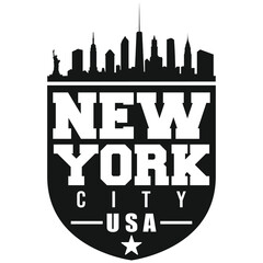 New York USA Badge. Vector Stamps City Skyline. Seal Cut File Design.