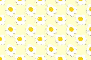 Fried eggs on a light background. Seamless pattern