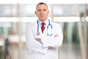Doctor in front of a bright background