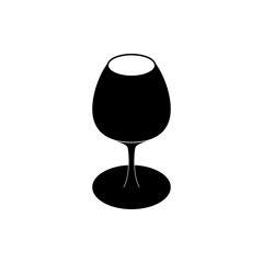 Vector wine glass silhouette isolated on the white background. Restaurant or drink graphics illustration.
