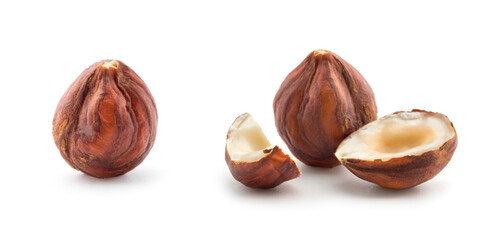 Hazelnuts isolated on the white background