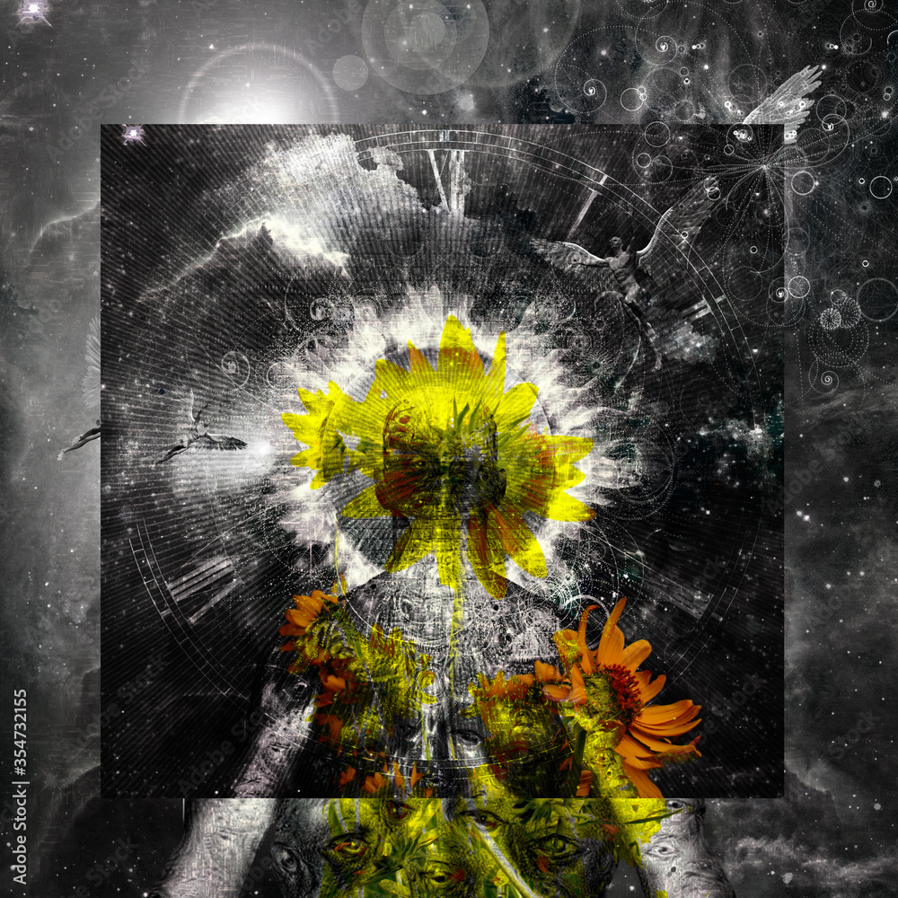 Canvas Prints man and angels in space