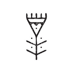 Vector hand-drawn ethnic element isolated on the white background. Tribal floral sign. The ethnic symbol in grunge style.