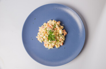 russian salad (isolated on white)