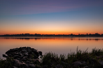Beautiful summer sunset in the lake. HDR image