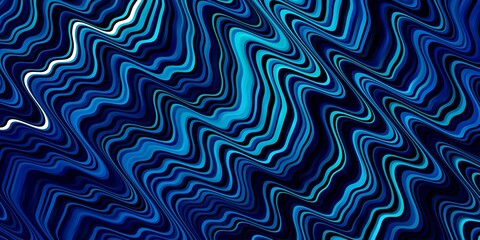 Dark BLUE vector pattern with curved lines. Colorful illustration in circular style with lines. Pattern for ads, commercials.