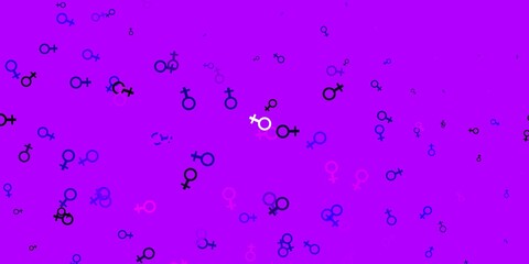 Light Purple vector texture with women's rights symbols.