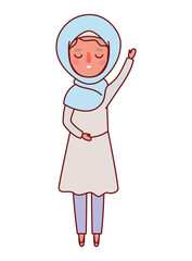 Muslim woman cartoon with traditional cloth vector design