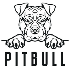 Pitbull Peeking Logo Face Dog. Breed Famous Dog. Cut Vector File. Symbol Illustration Design.