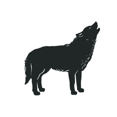 Wolf silhoulette isolated on white. Howl. Vector illustration.