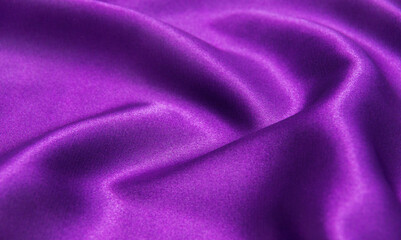 Closeup of rippled purple silk fabric