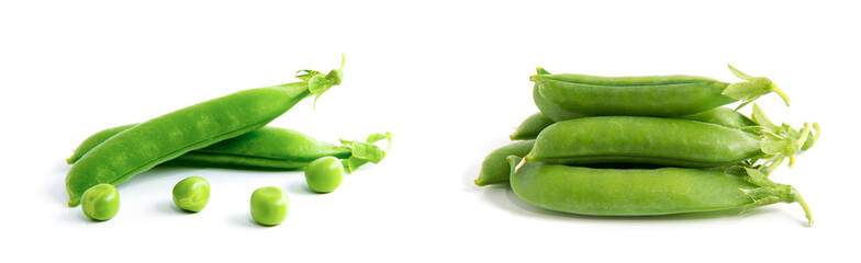 fresh green peas isolated on a white background