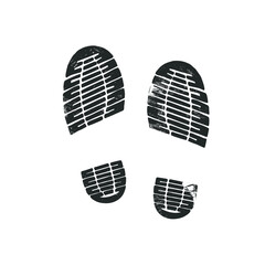Bootprints isolated on white. Grunge effect. Vector illustration.