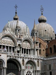 Fototapeta na wymiar Venice, Italy, Basilica of San Marco, Detail with Domes