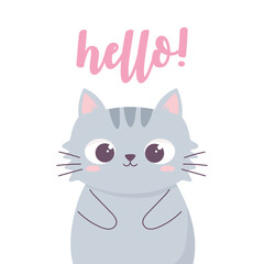 hello cute cat cartoon animal funny character