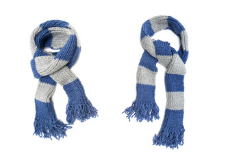Knitted scarf on a white background.