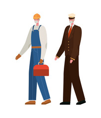 Male constructer and captain with masks vector design