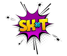 Comic text shit speech bubble pop art style