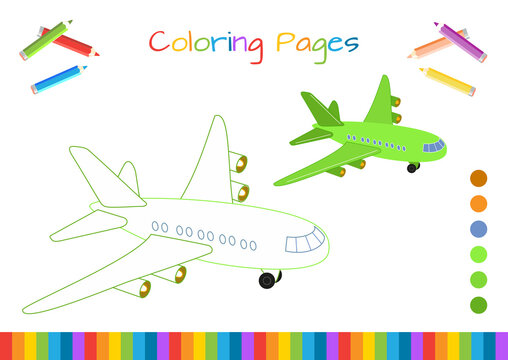 Drawing for coloring: airplane. Coloring, sticker, postcard, scrapbooking, Mini-game for children